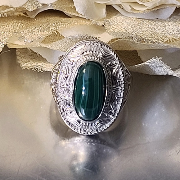 NWT African Malachite Ring Size 8 - Picture 4 of 12